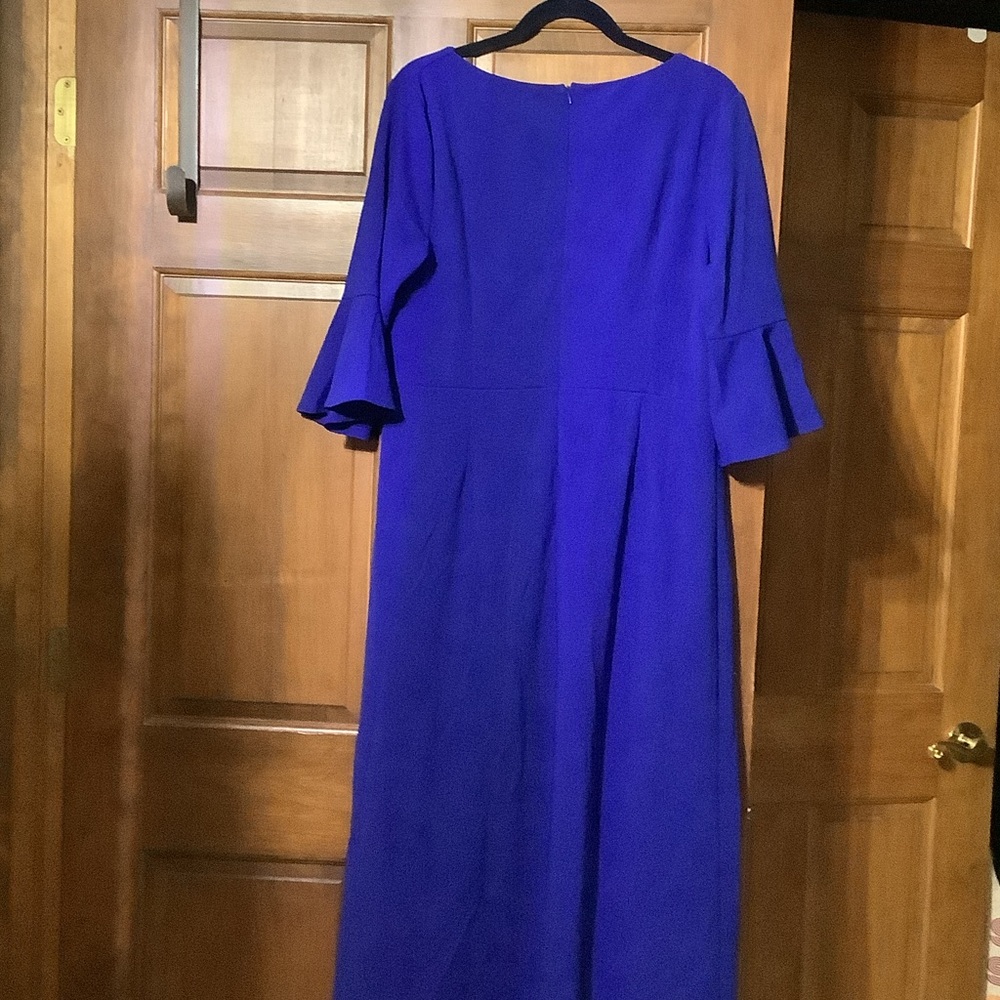Ladies Formal Royal Blue Long Sleeve Dress - Picture 2 of 4